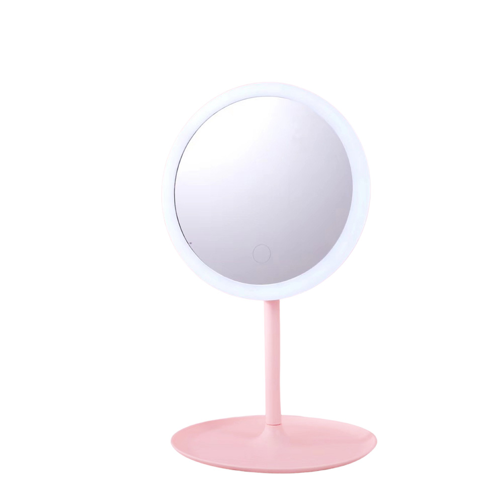 ESPELHO MESA LED TOUCH USB 18X31X18 ROSA