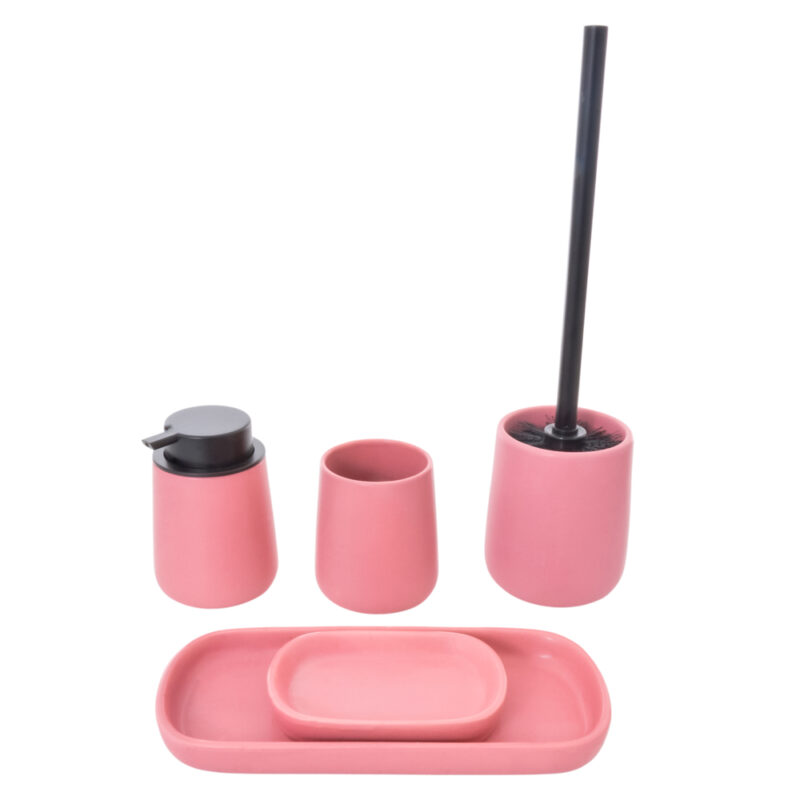 KIT PARA BANHEIRO TATI ROSA CER C/ 5 PCS