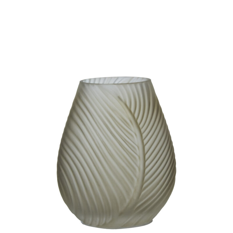 VASO FOLHA VERDE 19.5X23X13CM VIDRO