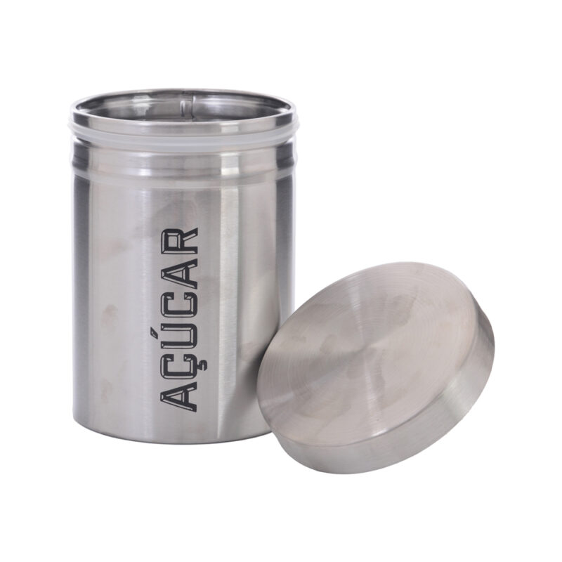 LATA HERM ACUCAR PRATA 10X13X10CM INOX - Imagem 2