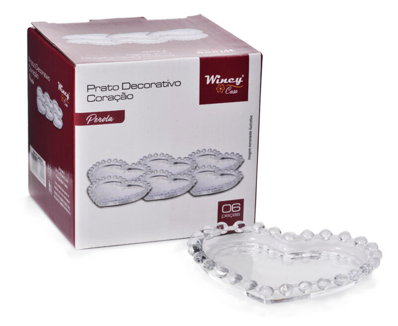 PRATO CORACAO PEROLA 11X7CM 6PCS VD - Imagem 2