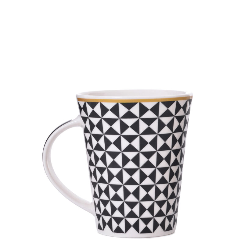 CANECA MUG TRIANGULOS 370ML EM PORCELANA