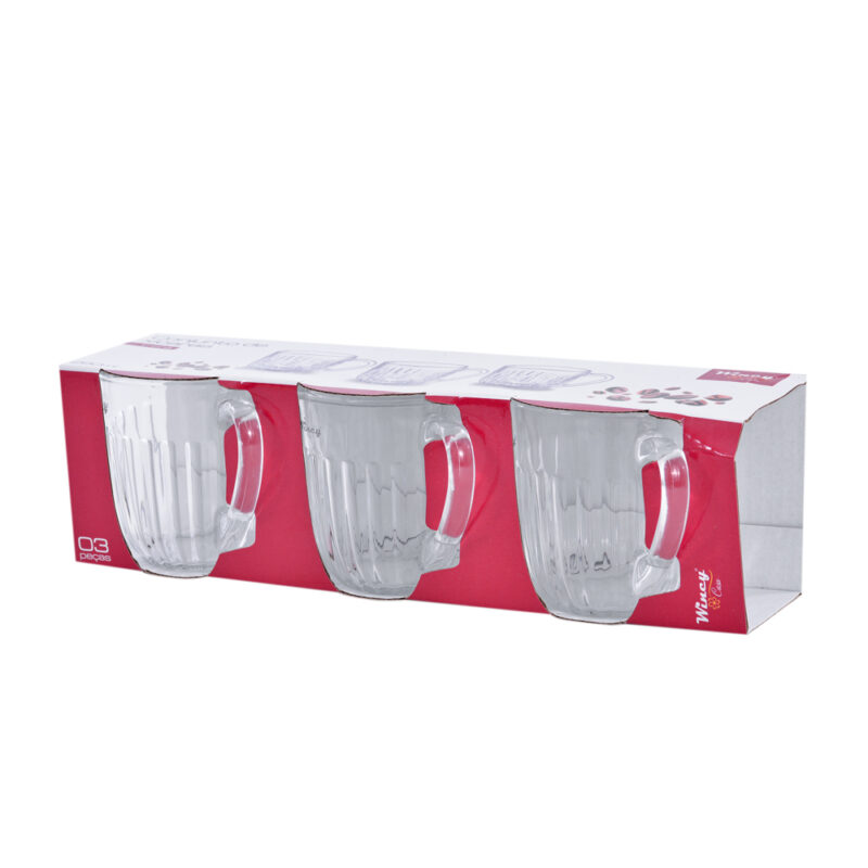 CJ XICARAS ATHENA CLEAR 280ML VIDRO 3PCS - Imagem 2