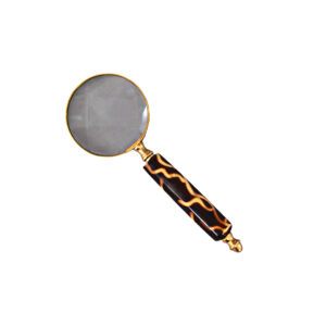 LUPA  INDIA  DOURADO/MARROM 8CM RESINA/LATAO