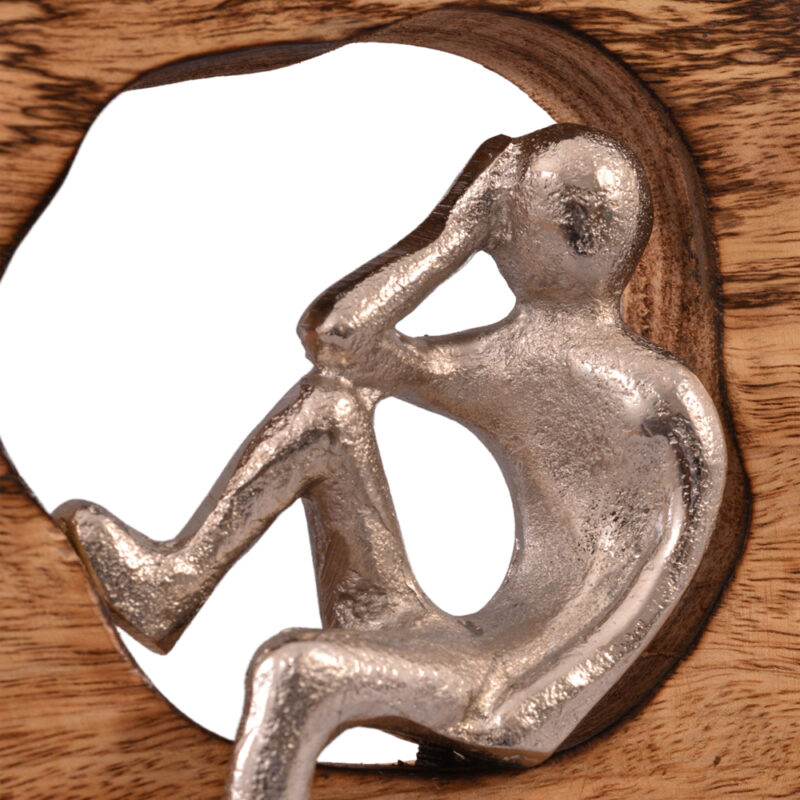 ESCULTURA  MOON  MADEIRA/PRATA 16X28.5X6CM MAD/ALUMINIO - Imagem 4