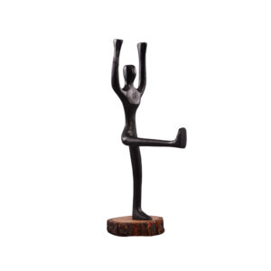ESCULTURA  GINASTICA  MADEIRA/PRETO 24X33X9CM MAD/ALUMINIO