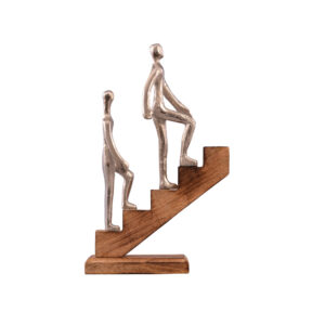 ESCULTURA  ESCADA  MADEIRA/PRATA 18X34X8CM MAD/ALUMINIO