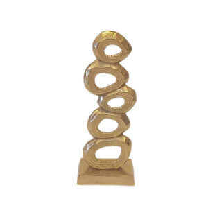 ESCULTURA  SEIXOS  DOURADO 15X42X10 METAL