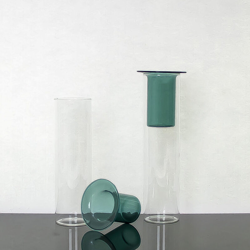 VASO MINI CARTOLA CLEAR/VERDE 10.5X30X10.5CM VIDRO - Imagem 2