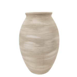 VASO CONSTANTINOPLA COM PINTURA BRANCA RUSTICA 18X18X27CM TERRACOTA