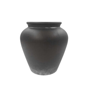 VASO MACEDONIA COM PINTURA PRETA RUSTICA 19X19X20CM TERRACOTA