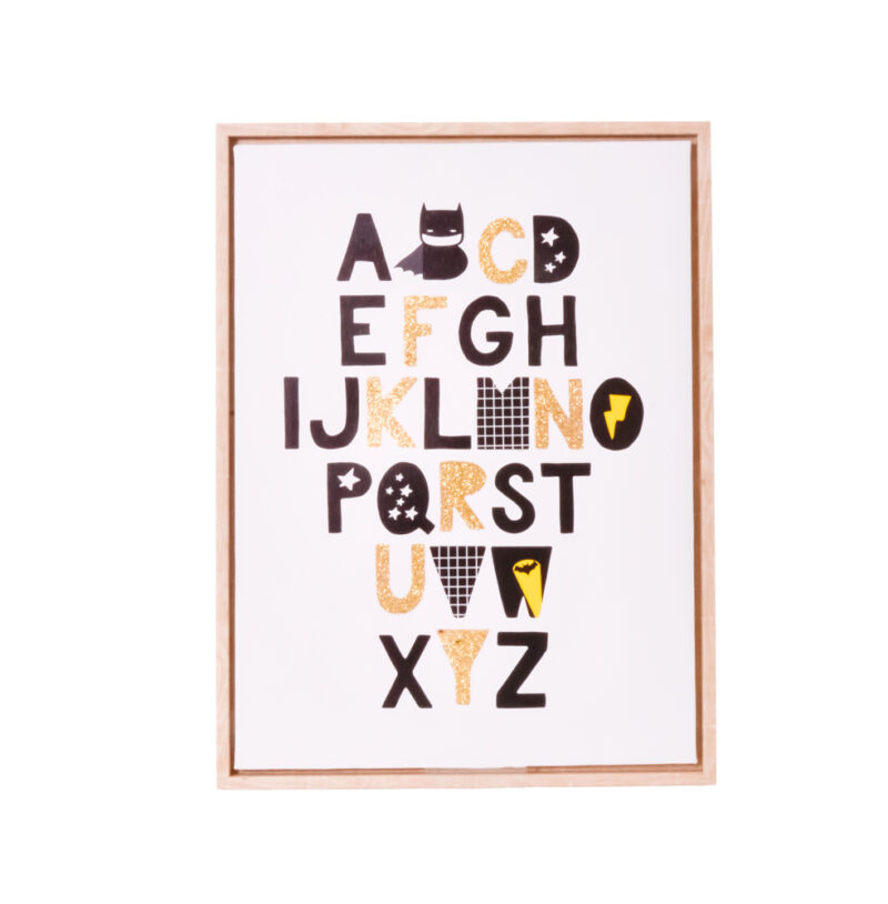 QUADRO INFANTIL ABC SUPER HEROI 30X40CM MDF/CANVAS - Imagem 2