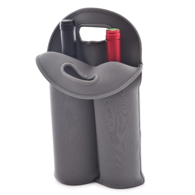 BOLSA P/ VINHO 2 GARRAFAS CINZA 25 X 37 CM POLIESTER